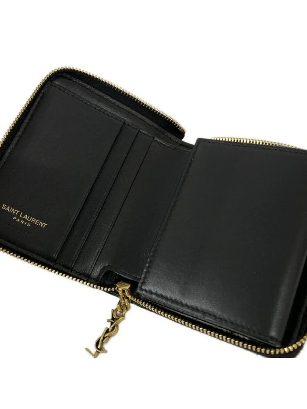 Saint Laurent Paris Bifold Wallet Black Zip Around Leather - Picture 4 of 7
